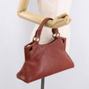 CARTIER Hand Bag Leather Brown Gold Auth 183074A-23