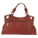 CARTIER Hand Bag Leather Brown Gold Auth 183074A-3