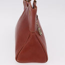 CARTIER Hand Bag Leather Brown Gold Auth 183074A-4