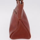 CARTIER Hand Bag Leather Brown Gold Auth 183074A-5