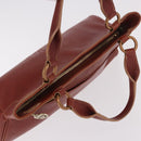 CARTIER Hand Bag Leather Brown Gold Auth 183074A-6