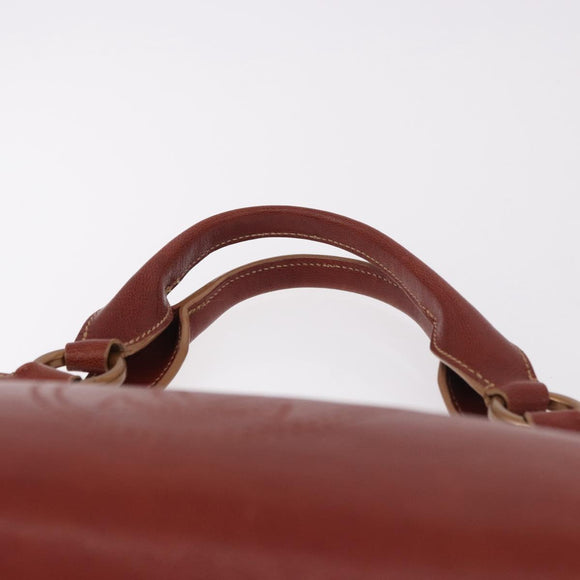 CARTIER Hand Bag Leather Brown Gold Auth 183074A