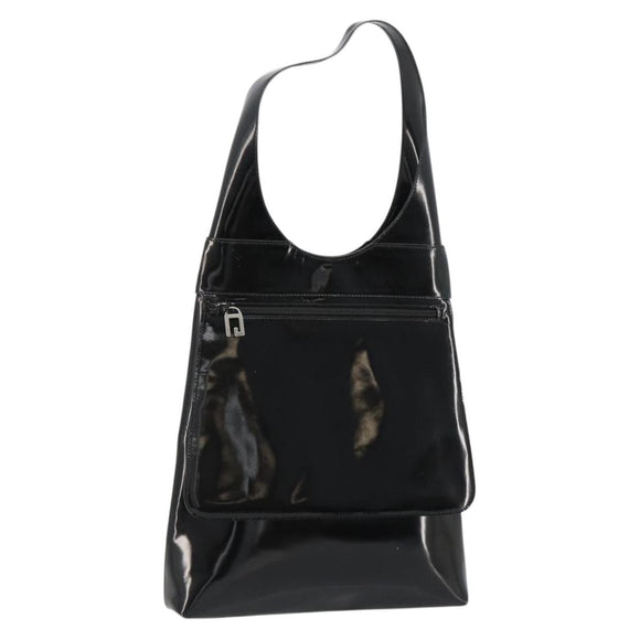 GUCCI Shoulder Bag Patent Leather Black Silver 002 2113 0416 Auth 183078