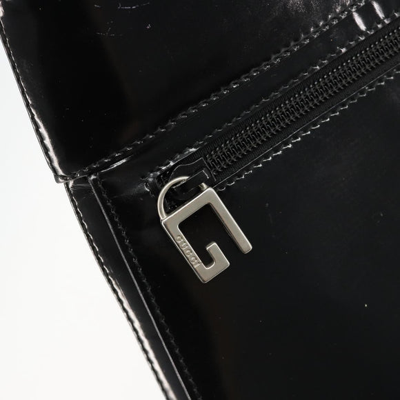 GUCCI Shoulder Bag Patent Leather Black Silver 002 2113 0416 Auth 183078