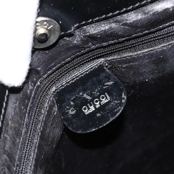 GUCCI Shoulder Bag Patent Leather Black Silver 002 2113 0416 Auth 183078