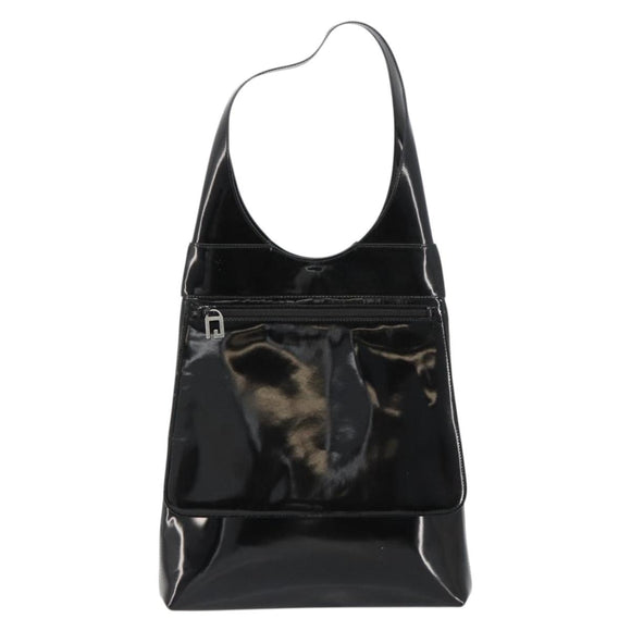 GUCCI Shoulder Bag Patent Leather Black Silver 002 2113 0416 Auth 183078
