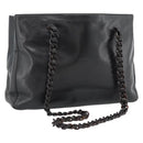PRADA Plastic Chain Shoulder Tote Bag Leather Brown Silver Auth 183079A-1