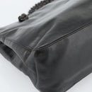PRADA Plastic Chain Shoulder Tote Bag Leather Brown Silver Auth 183079A-14