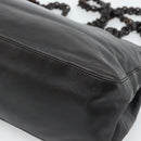PRADA Plastic Chain Shoulder Tote Bag Leather Brown Silver Auth 183079A-15