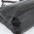 PRADA Plastic Chain Shoulder Tote Bag Leather Brown Silver Auth 183079A-16