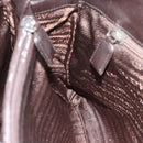 PRADA Plastic Chain Shoulder Tote Bag Leather Brown Silver Auth 183079A-19
