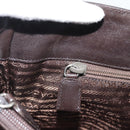PRADA Plastic Chain Shoulder Tote Bag Leather Brown Silver Auth 183079A-20