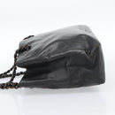 PRADA Plastic Chain Shoulder Tote Bag Leather Brown Silver Auth 183079A-3