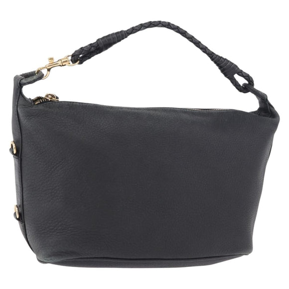 BOTTEGA VENETA Shoulder Bag Leather Black Gold Auth 183082A
