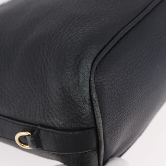 BOTTEGA VENETA Shoulder Bag Leather Black Gold Auth 183082A