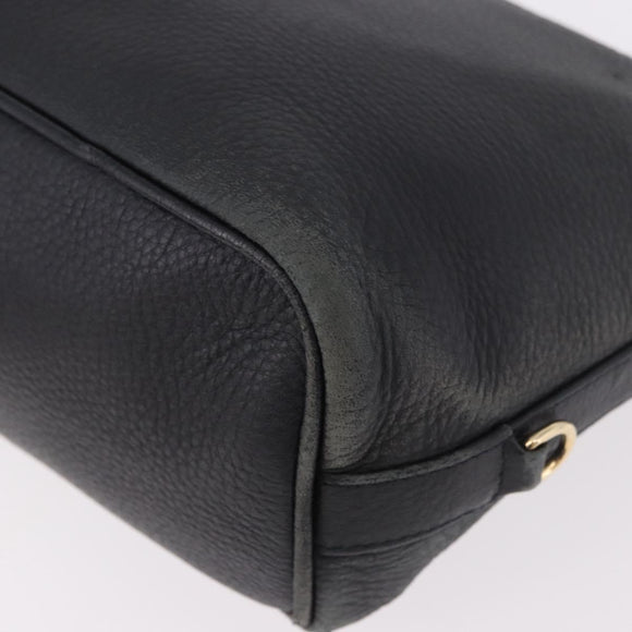 BOTTEGA VENETA Shoulder Bag Leather Black Gold Auth 183082A