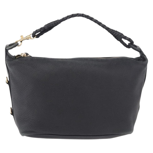 BOTTEGA VENETA Shoulder Bag Leather Black Gold Auth 183082A