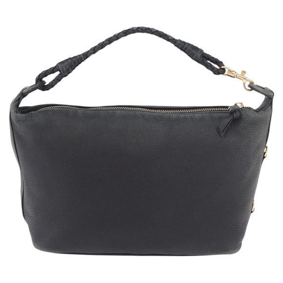 BOTTEGA VENETA Shoulder Bag Leather Black Gold Auth 183082A