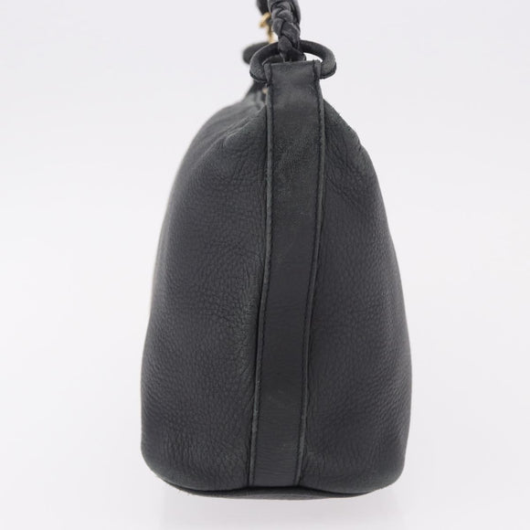 BOTTEGA VENETA Shoulder Bag Leather Black Gold Auth 183082A