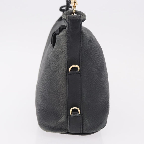 BOTTEGA VENETA Shoulder Bag Leather Black Gold Auth 183082A