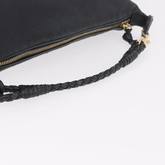 BOTTEGA VENETA Shoulder Bag Leather Black Gold Auth 183082A