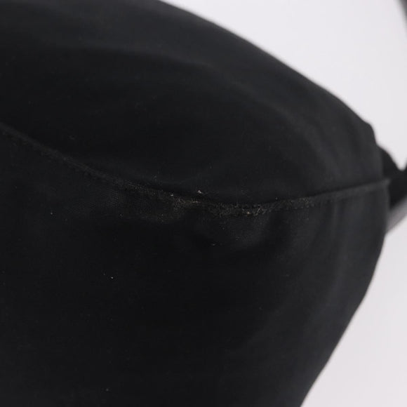 FENDI Mamma Baguette Umhängetasche Baumwoll-Jersey Schwarz Silber Auth 183088