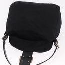 FENDI Mamma Baguette Umhängetasche Baumwoll-Jersey Schwarz Silber Auth 183088-17