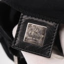 FENDI Mamma Baguette Umhängetasche Baumwoll-Jersey Schwarz Silber Auth 183088-18