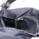FENDI Mamma Baguette Umhängetasche Baumwoll-Jersey Schwarz Silber Auth 183088-22