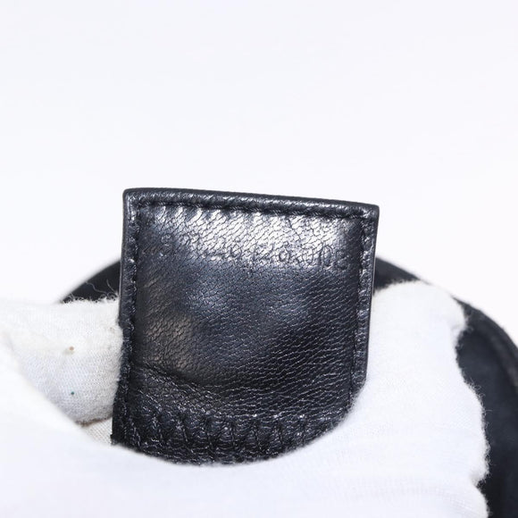FENDI Mamma Baguette Umhängetasche Baumwoll-Jersey Schwarz Silber Auth 183088