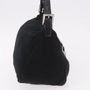 FENDI Mamma Baguette Umhängetasche Baumwoll-Jersey Schwarz Silber Auth 183088-5
