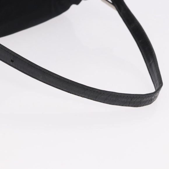 FENDI Mamma Baguette Umhängetasche Baumwoll-Jersey Schwarz Silber Auth 183088