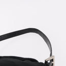 FENDI Mamma Baguette Umhängetasche Baumwoll-Jersey Schwarz Silber Auth 183088-8