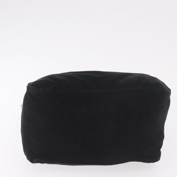 FENDI Mamma Baguette Umhängetasche Baumwoll-Jersey Schwarz Silber Auth 183088