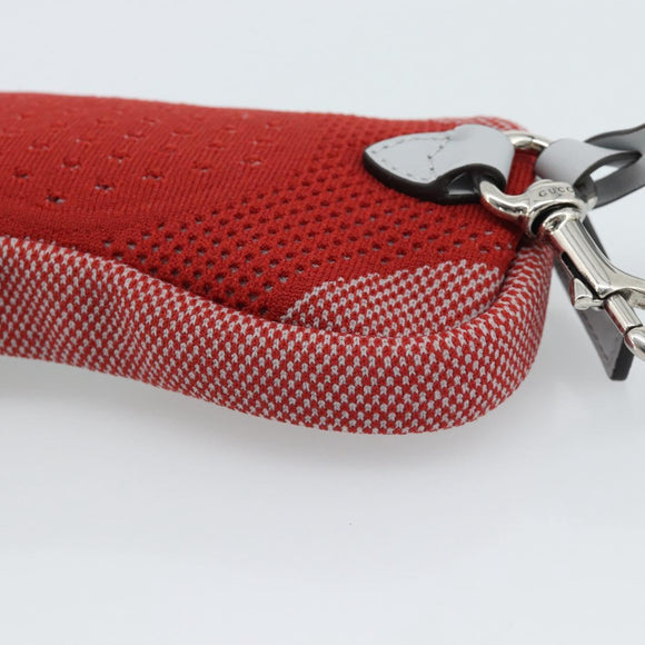 GUCCI Pouch Cotton Red Silver Auth 183091M
