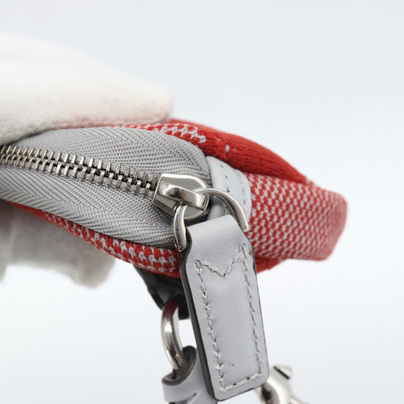 GUCCI Pouch Cotton Red Silver Auth 183091M
