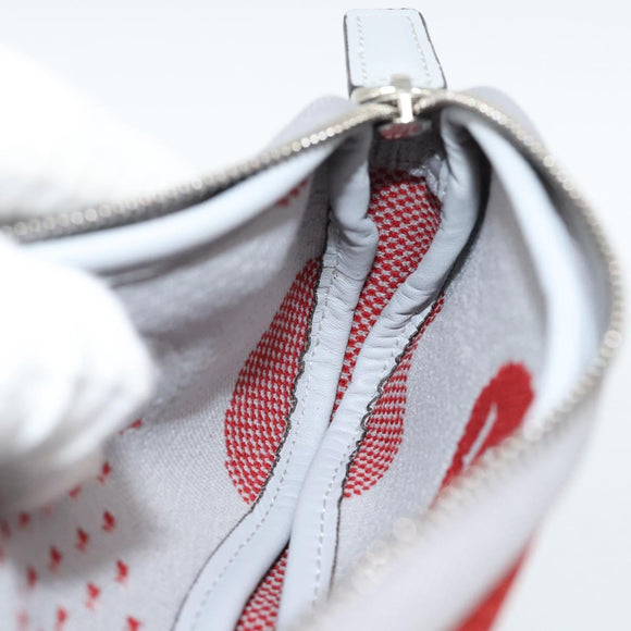 GUCCI Pouch Cotton Red Silver Auth 183091M