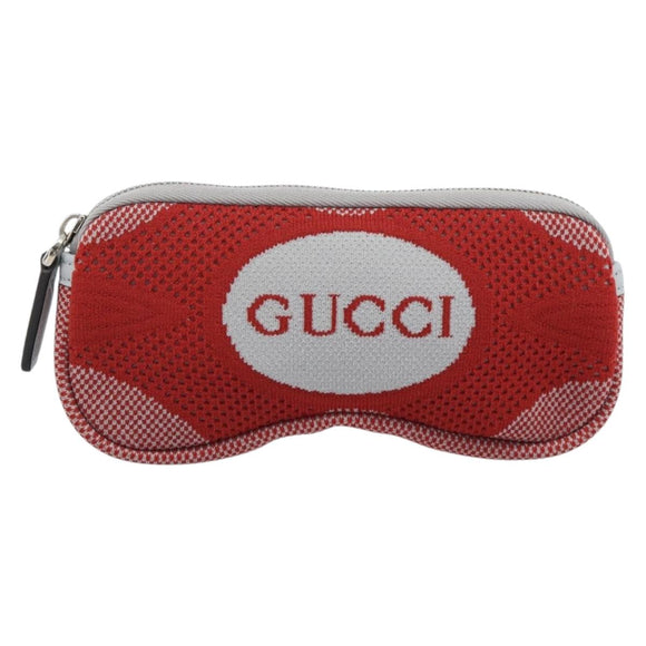 GUCCI Pouch Cotton Red Silver Auth 183091M