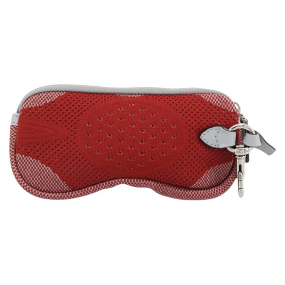 GUCCI Pouch Cotton Red Silver Auth 183091M