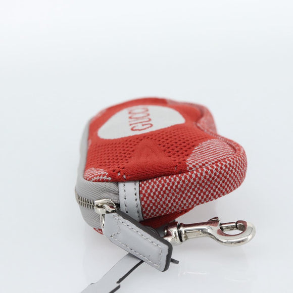 GUCCI Pouch Cotton Red Silver Auth 183091M