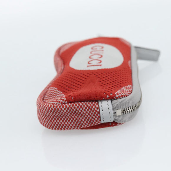 GUCCI Pouch Cotton Red Silver Auth 183091M