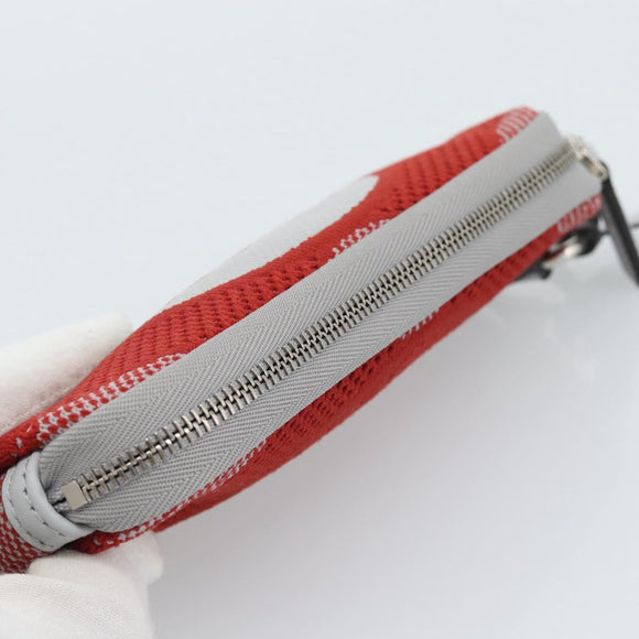 GUCCI Pouch Cotton Red Silver Auth 183091M