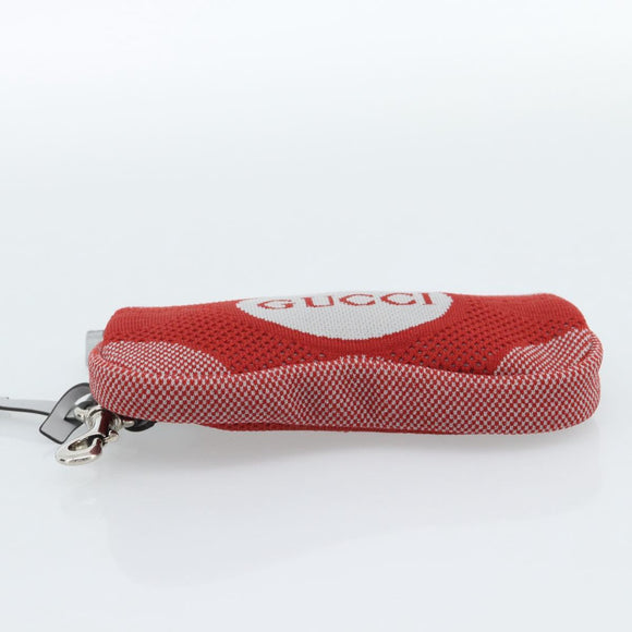 GUCCI Pouch Cotton Red Silver Auth 183091M
