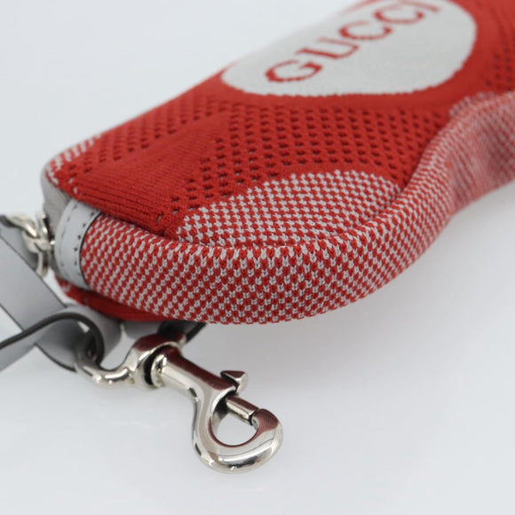 GUCCI Pouch Cotton Red Silver Auth 183091M