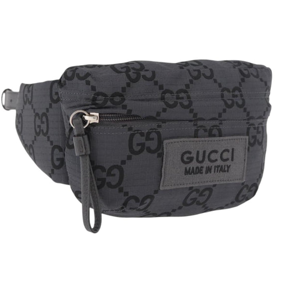 GUCCI GG Canvas Waist bag Gray Silver 767934 Auth 183092M