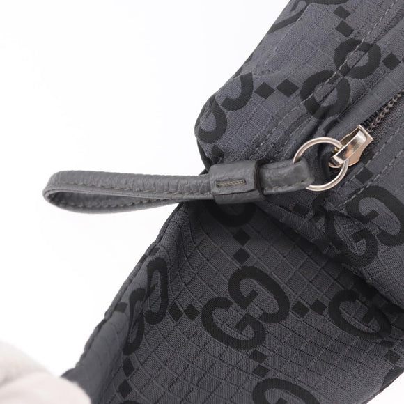 GUCCI GG Canvas Waist bag Gray Silver 767934 Auth 183092M