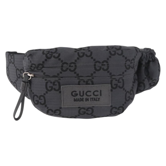 GUCCI GG Canvas Waist bag Gray Silver 767934 Auth 183092M