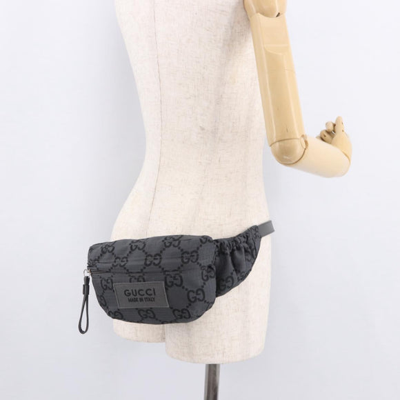 GUCCI GG Canvas Waist bag Gray Silver 767934 Auth 183092M