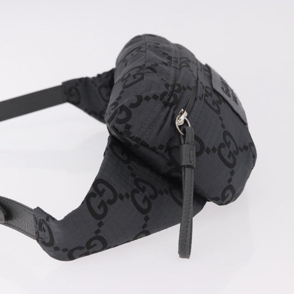 GUCCI GG Canvas Waist bag Gray Silver 767934 Auth 183092M