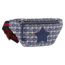 GUCCI Sherry Line Waist bag Canvas Navy Silver Red 502095 Auth 183093M-1